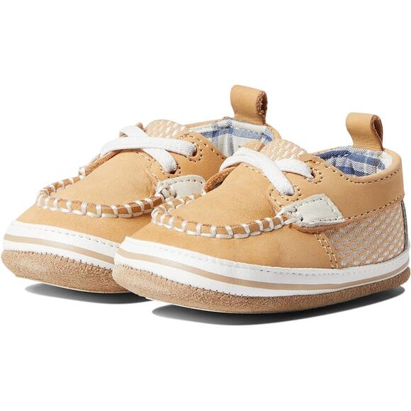NEW Robeez Boat Shoes 6-9 Months Skipper First Kicks Mini Leather Tan Plaid - Picture 7 of 7